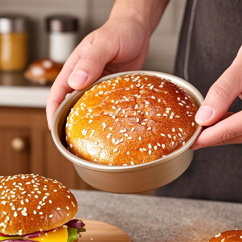 4 inch gold non-stick hamburger mold mini hot dog bread cheese cheesecake small cake mold tool round