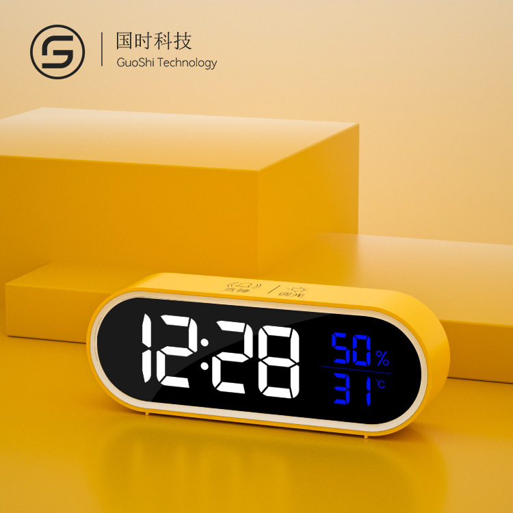 Mirror digital display alarm clock temperature and humidity meter luminous LED table clock smart music clock student dedicated alarm clock