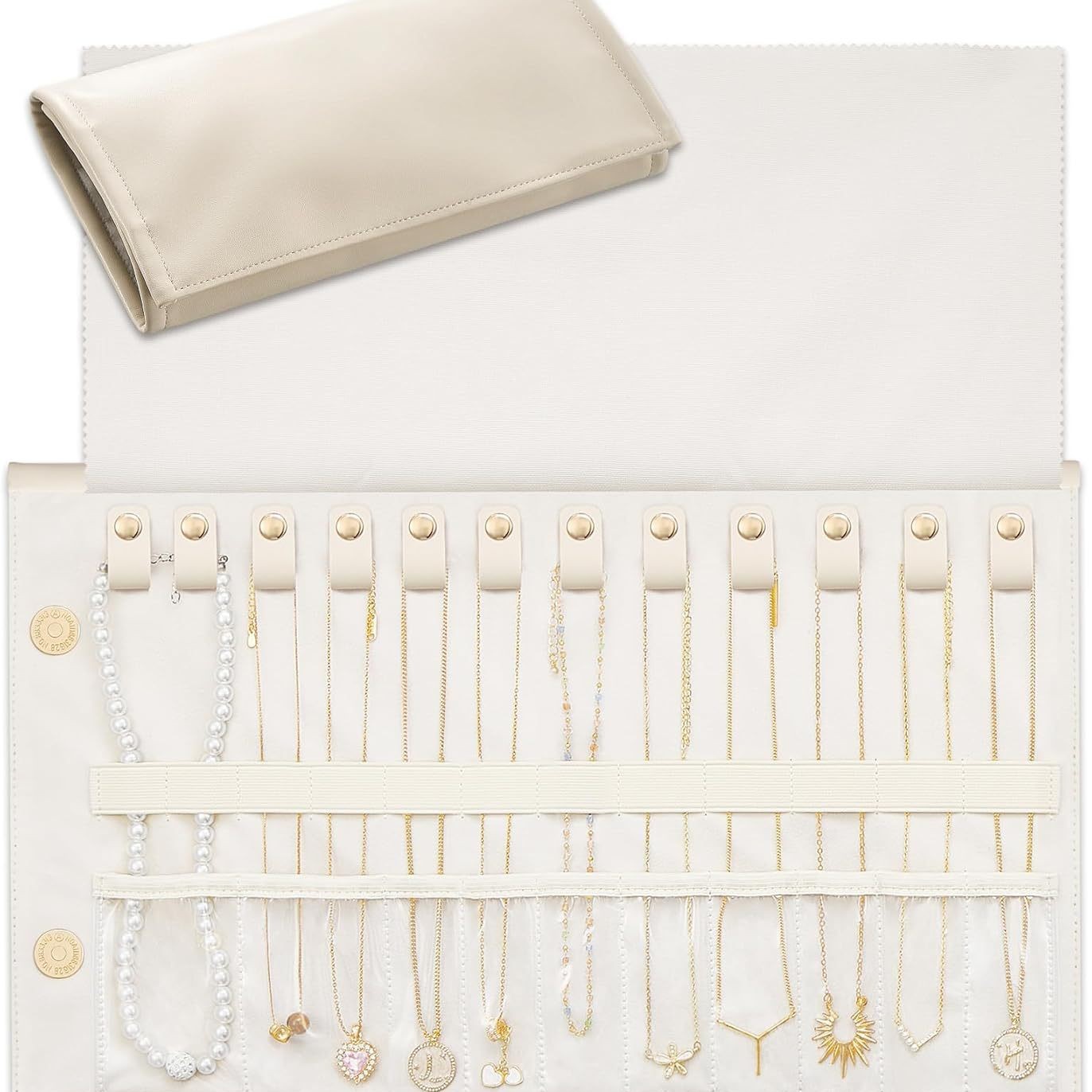 Roll-up Jewelry Storage Bag Anti-oxidation Necklace Storage Roll Cloth Folding Earring Ring Storage Bag Portable