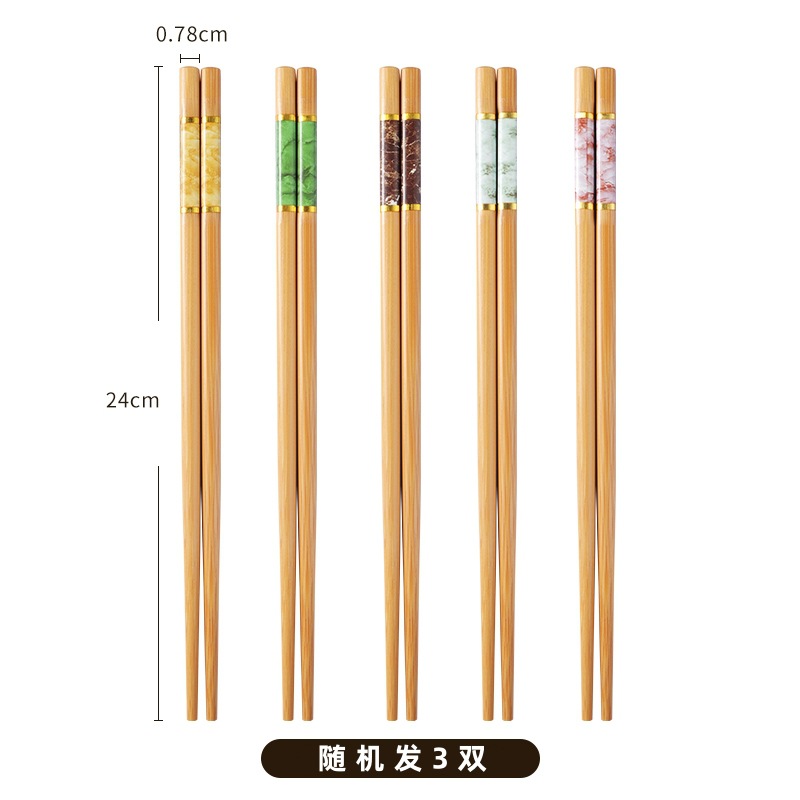 Printed bamboo chopsticks not easy to mold easy to clean household five-color chopsticks serving chopsticks easy to clean tableware