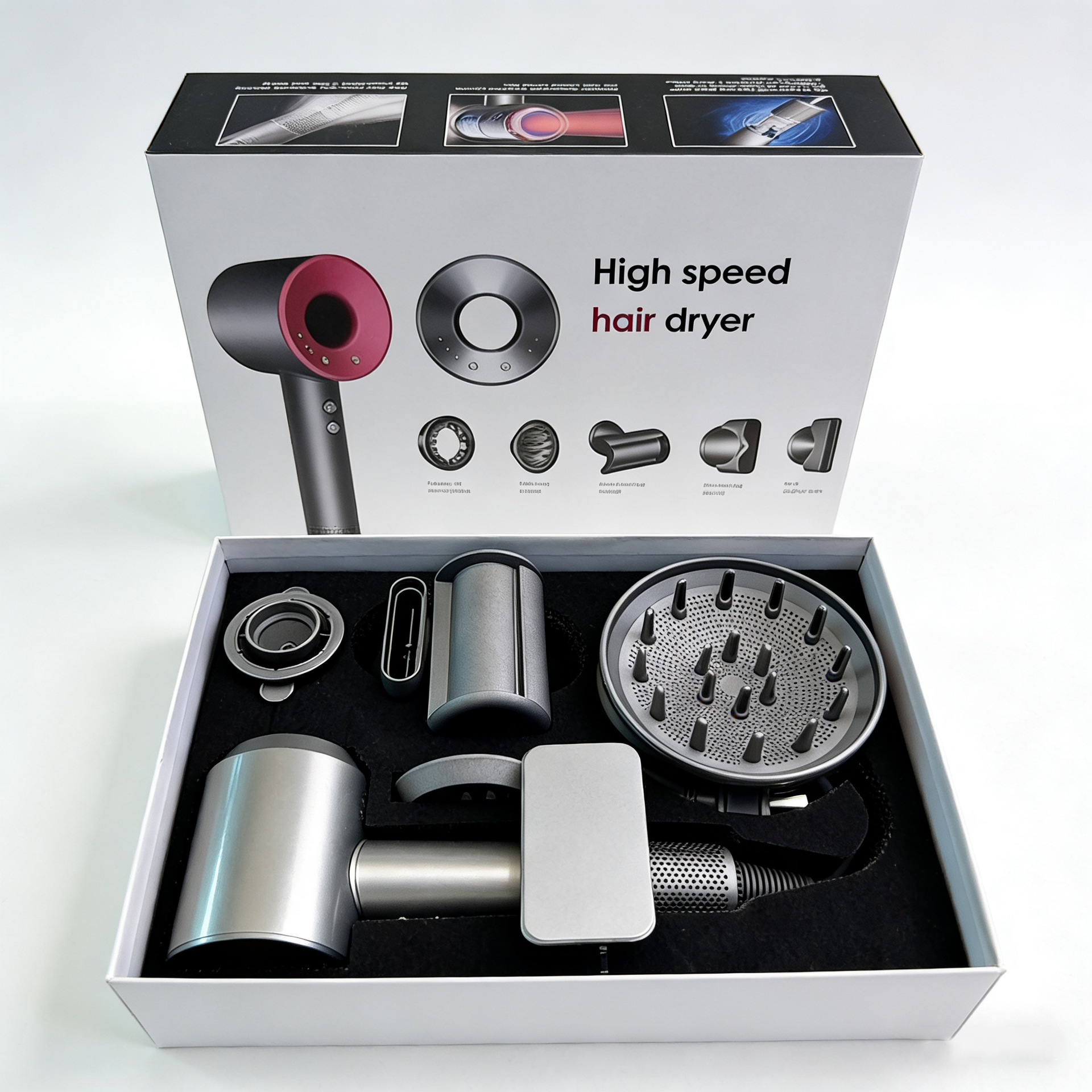 High-speed bladeless hair dryer for home salon high wind speed hair care quick-dry silent constant temperature electric hair dryer for barbershop