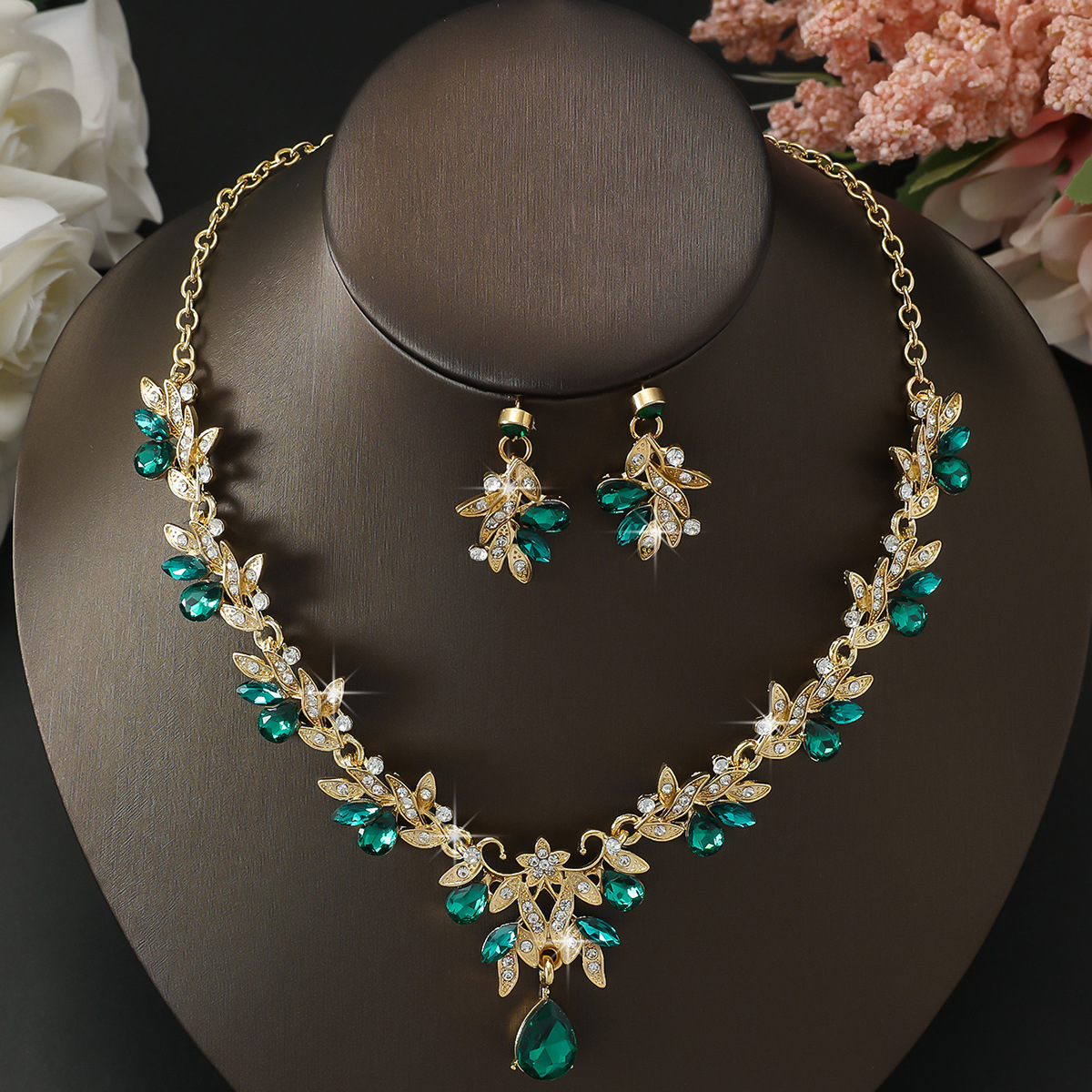 Jewelry Set Multicolor Necklace Earrings Two-Piece Wedding Banquet Accessories