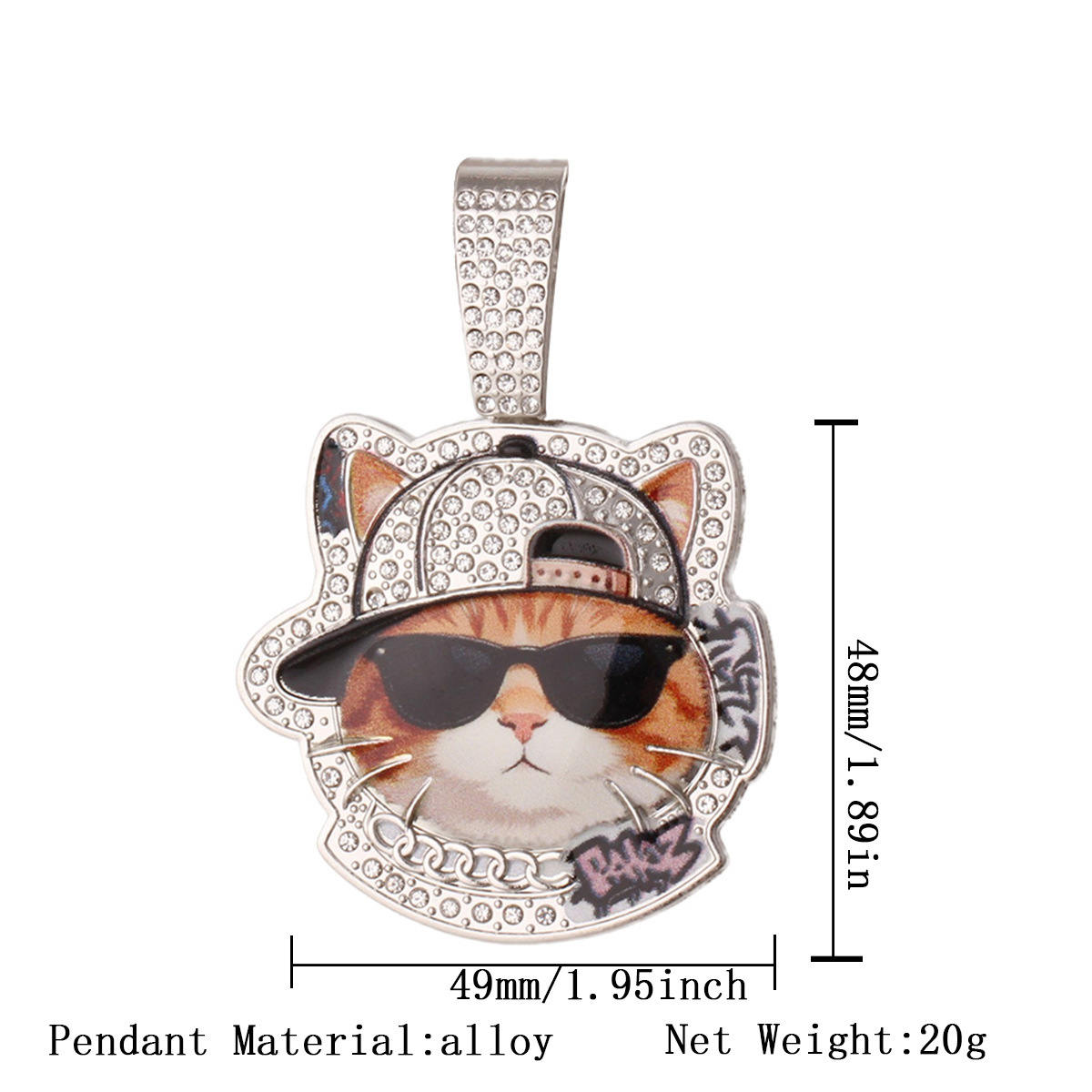 银色猫咪吊坠