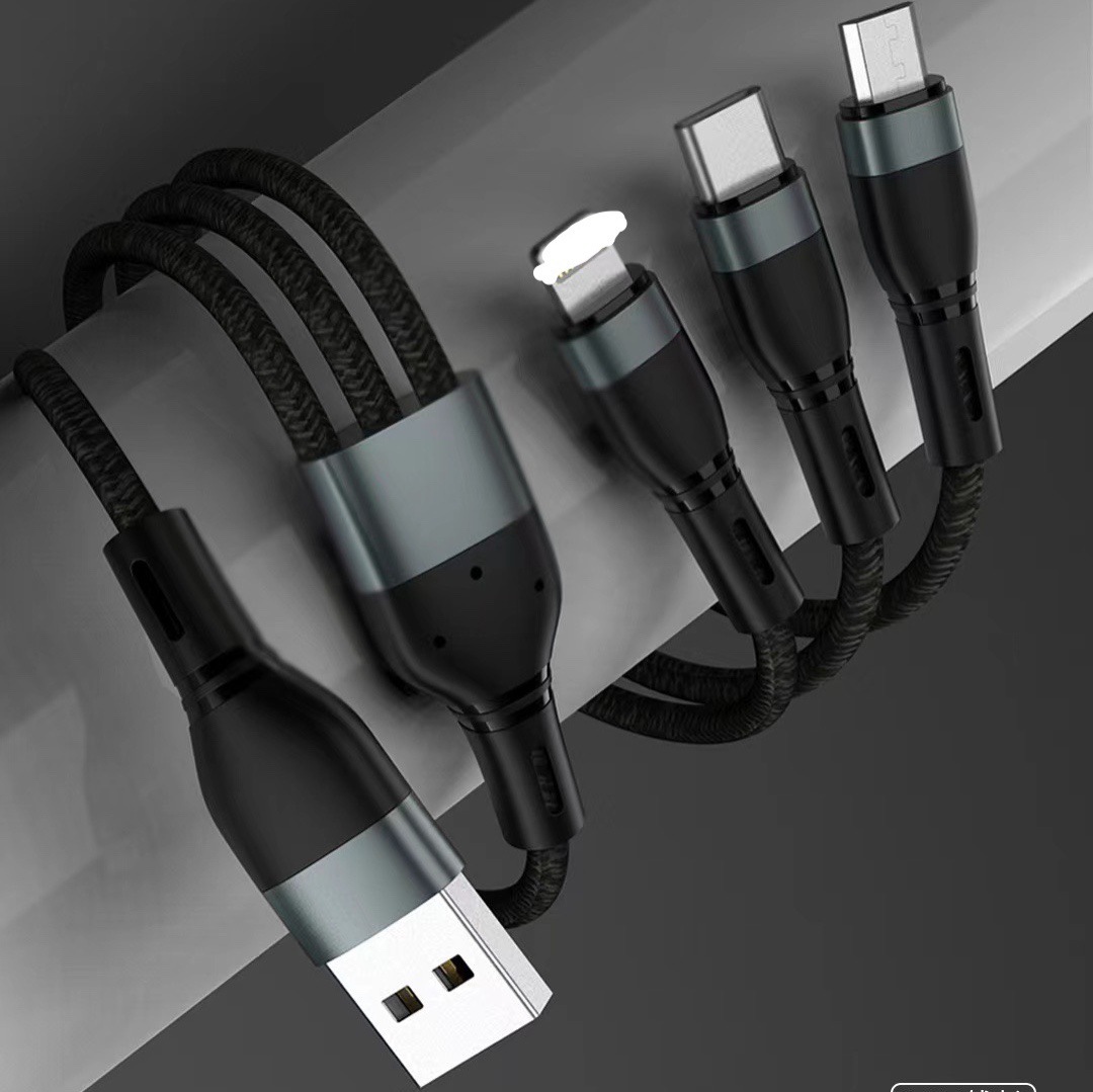 120W Fast Charge One-to-Three Charging Cable for Apple OPPO Huawei vivo Xiaomi Phone Fast Charge Data Cable