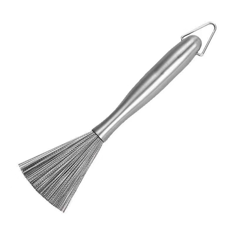 304 stainless steel pot brush, kitchen steel wire brush, long handle, hangable, cleaning grease, pot brush