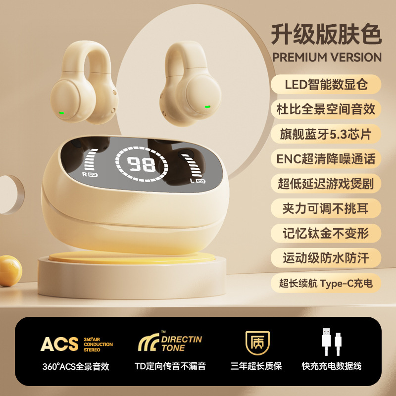Berlin Sound Clip-on Bluetooth Earbuds 2025 New Wireless Open-ear Sweat-proof Sports Dedicated Ultra-long Battery Life
