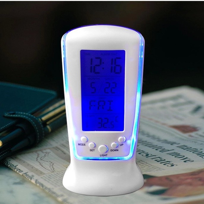 510 Mini Small Alarm Clock LED Night Light Music Alarm Silent Lazy Electronic Clock with Temperature Alarm Clock