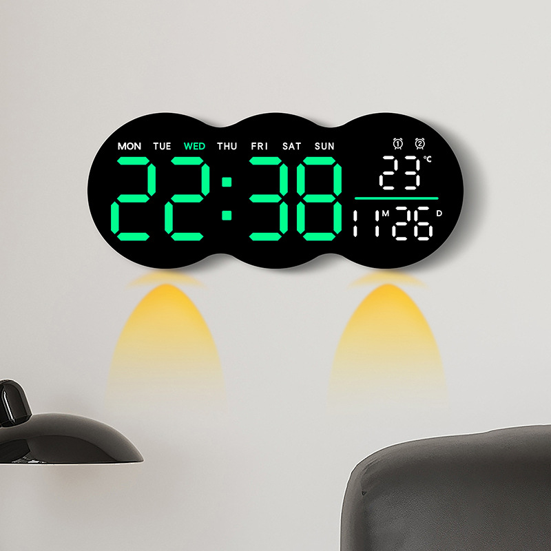 New Living Room Wall Clock Digital LED Electronic Clock with Light Multifunctional Alarm Clock Temperature with Remote Control 2808