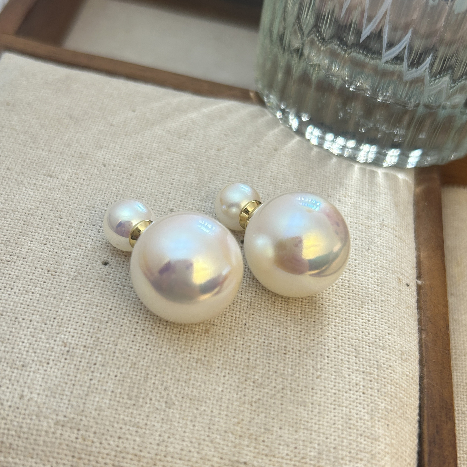 D brand front and back two-way wear double-sided size pearl stud earrings for women 2025 new earrings ear accessories