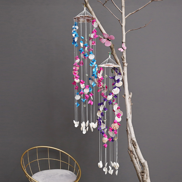 Colorful Shell Exquisite Japanese Style 19-Piece Double Dragon White Color Wind Chime V2623 Decoration Store