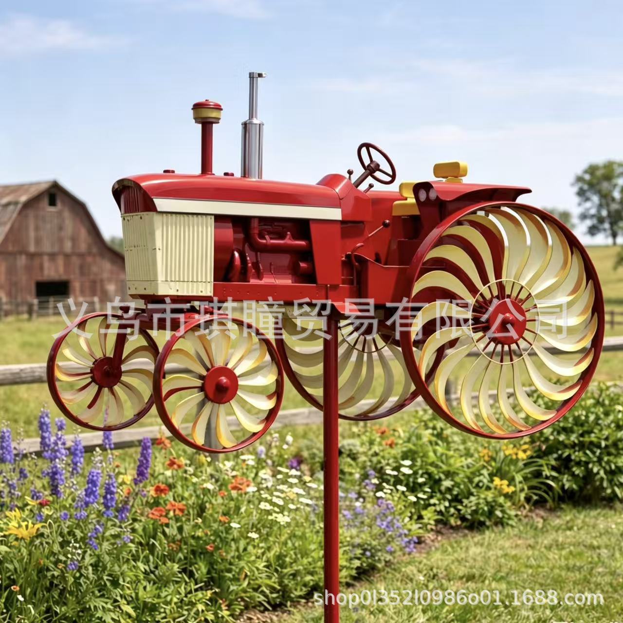 Independent Station Metal Iron Art Outdoor Garden Courtyard Rotatable Motorcycle Windmill Ornament Decoration