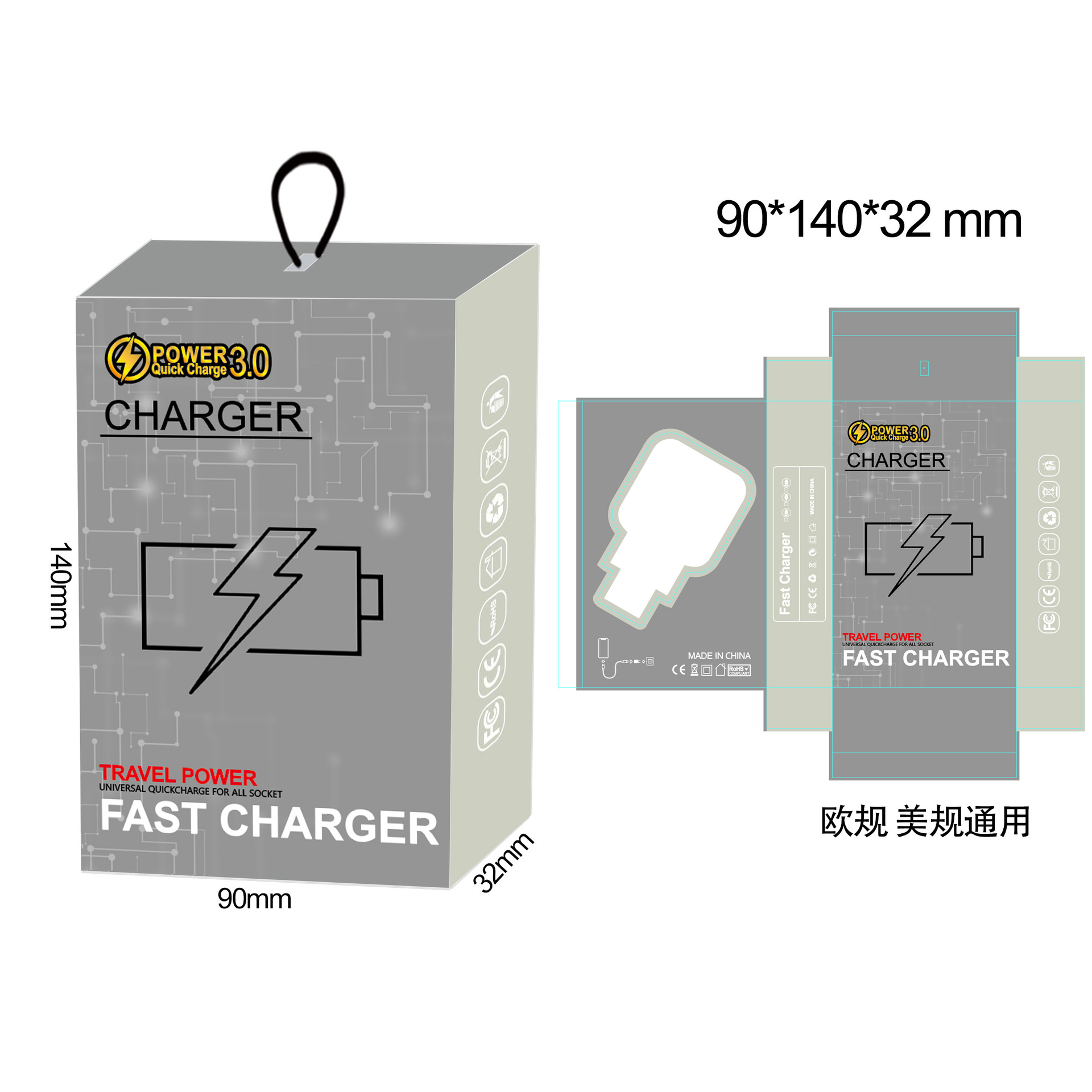 Dual PD+USB 40W Type-C Port Compatible with Apple 20W Fast Charging EU/US Travel Charger
