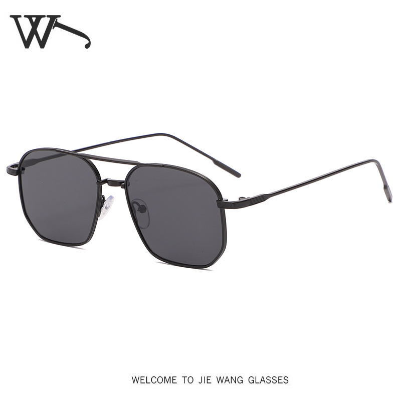New Men's Double Beam Small Frame Sunglasses Women Metal Ocean Lens Sunglasses