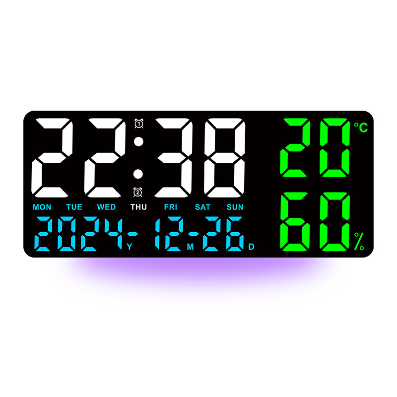 New Temperature and Humidity Living Room Wall Clock Simple Multifunctional Electronic Clock Large Font with Night Light Multiple Alarm Groups GH9002