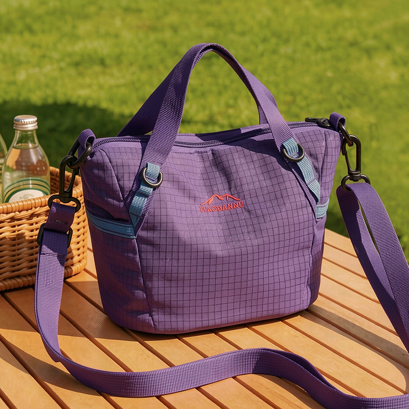 2026 New Dopamine Contrast Color Small Tote Bag Lightweight Nylon Handbag Casual Commute Crossbody Shoulder Bag