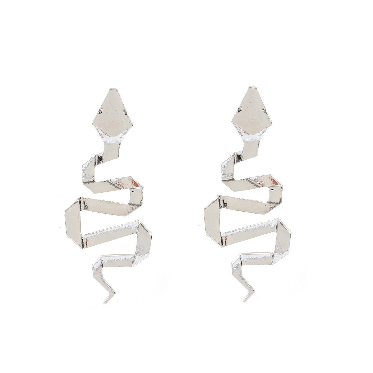 ZA vintage geometric origami snake ear studs punk exaggerated earrings for women three-dimensional ear accessories