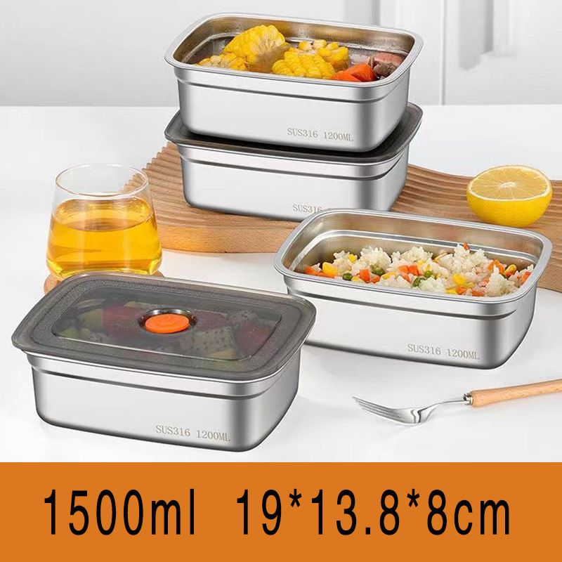 316 stainless steel fresh-keeping box with lid sealed lunch box bento box refrigerator storage box microwave safe leak-proof durable