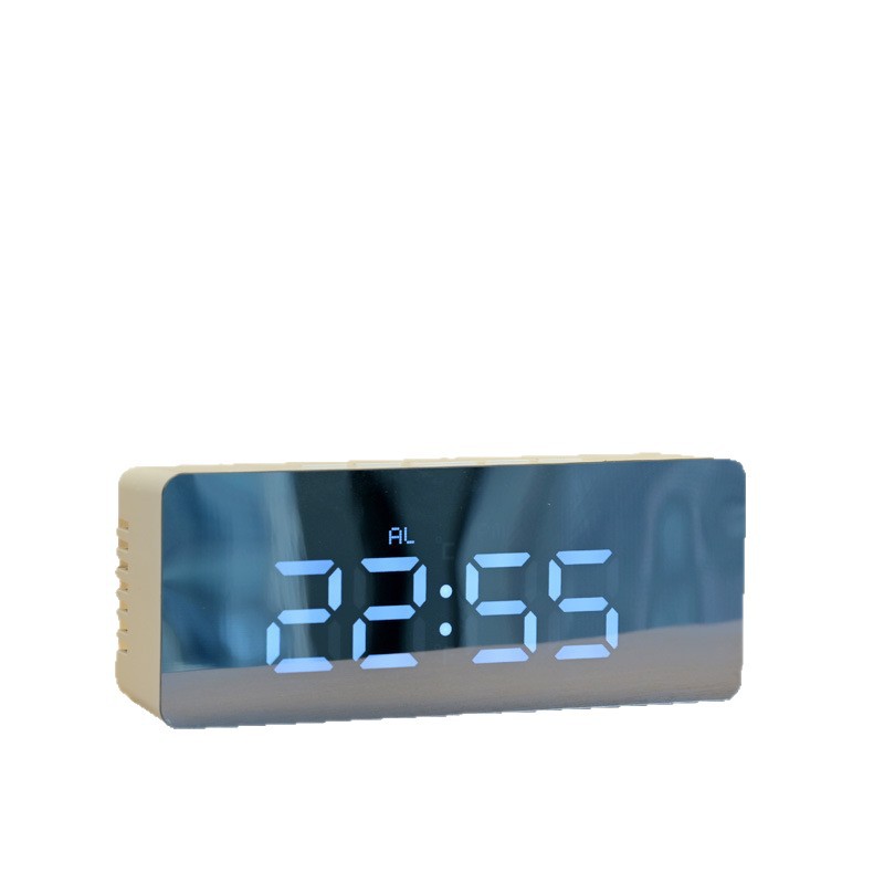 Simple mirror LED electronic alarm clock desktop night light digital clock student special alarm clock