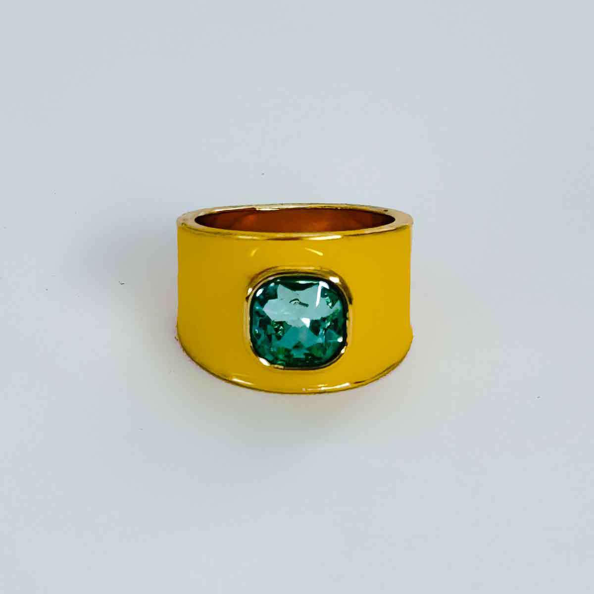 Kenjie SS2024 summer enamel rhinestone seal ring for women joyful colorful ring