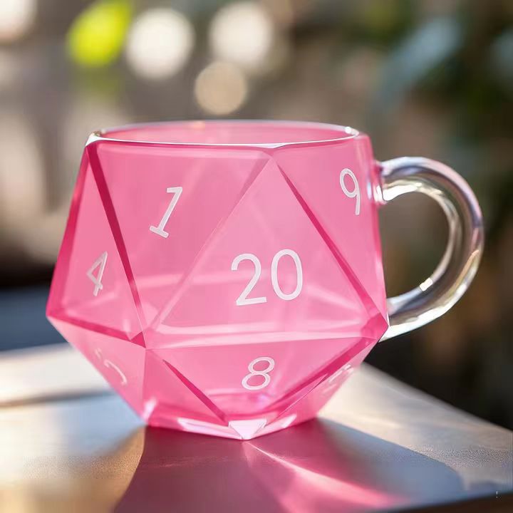 Dragons Rainbow D20 Dice Mug dragon rainbow D20 dice painted glass mug