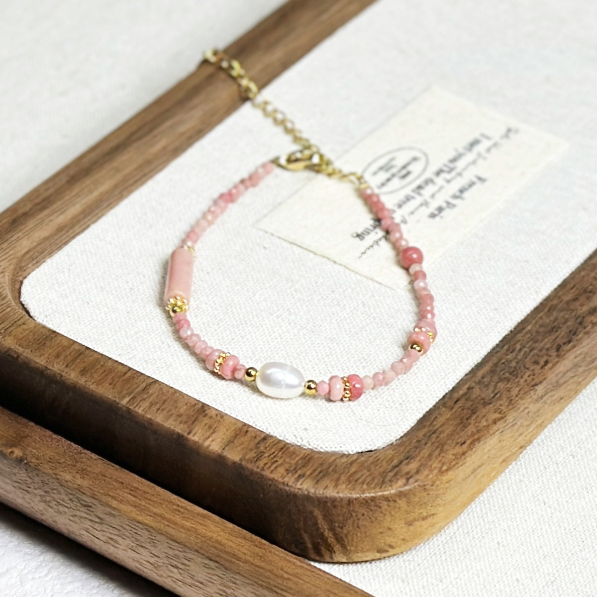 Freshwater Pearl Bracelet Crystal Natural Stone Beaded Bracelet Lapis Lazuli Pink Rose Pearl Bracelet Women