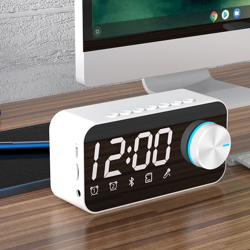 New Bluetooth Speaker Smart Clock Alarm Small Speaker Wireless Portable Outdoor Bass Loud Volume