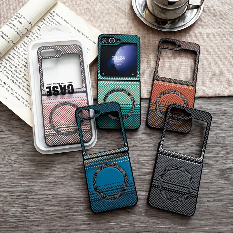 Compatible with Samsung Z Flip 7: Two-Tone Woven Texture Shock-Resistant Case, Z Flip 4 Magnetic Phone Case, Fold 7 Protective Case, MagSafe