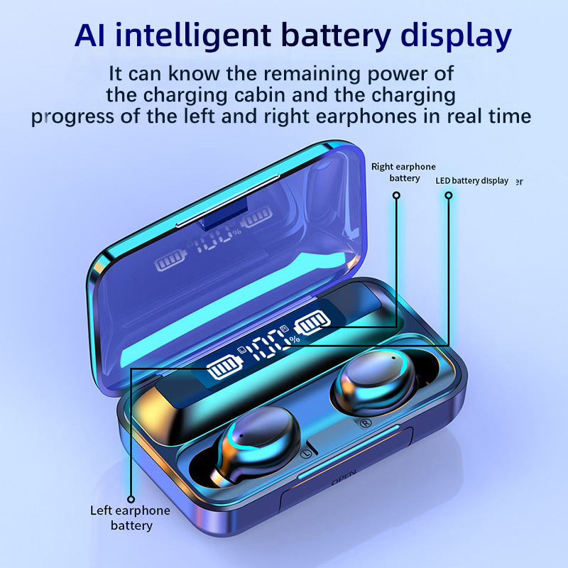 Strict selection F9 touch control Bluetooth earphone with battery display, in-ear HIFI sound quality noise reduction ultra-long battery life