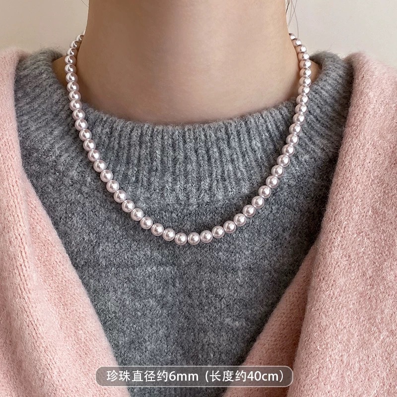 Manta Rose Color Swarovski Pearl Necklace for Women 2025 New Small Clavicle Chain for Women