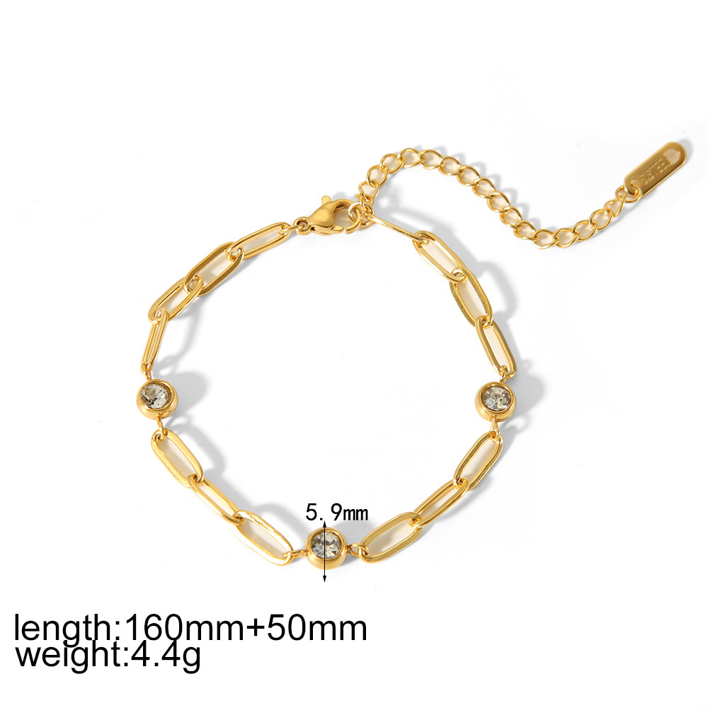 Diamond inlaid stainless steel bracelet 18k gold titanium steel bangle bracelet