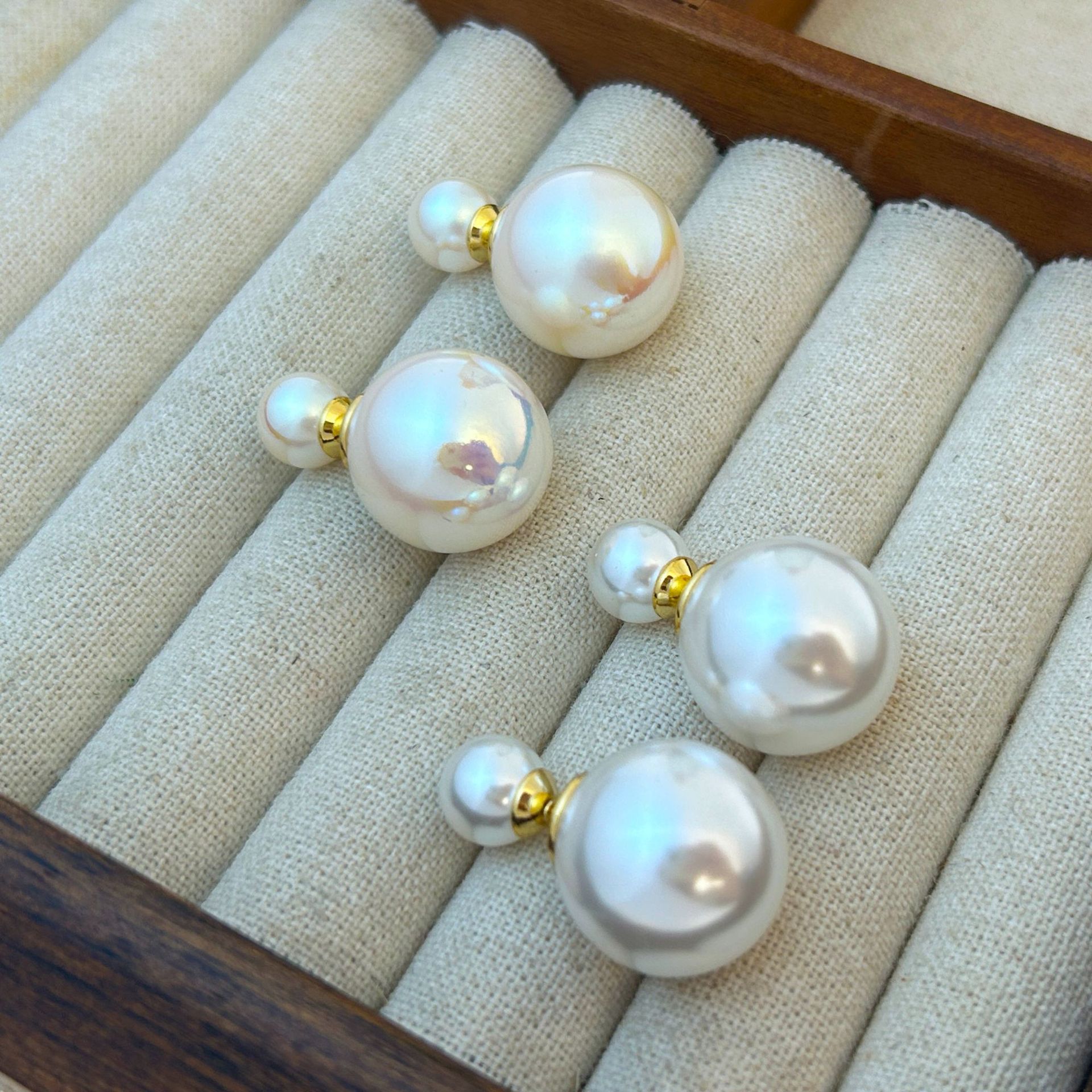 D brand front and back two-way wear double-sided size pearl stud earrings for women 2025 new earrings ear accessories