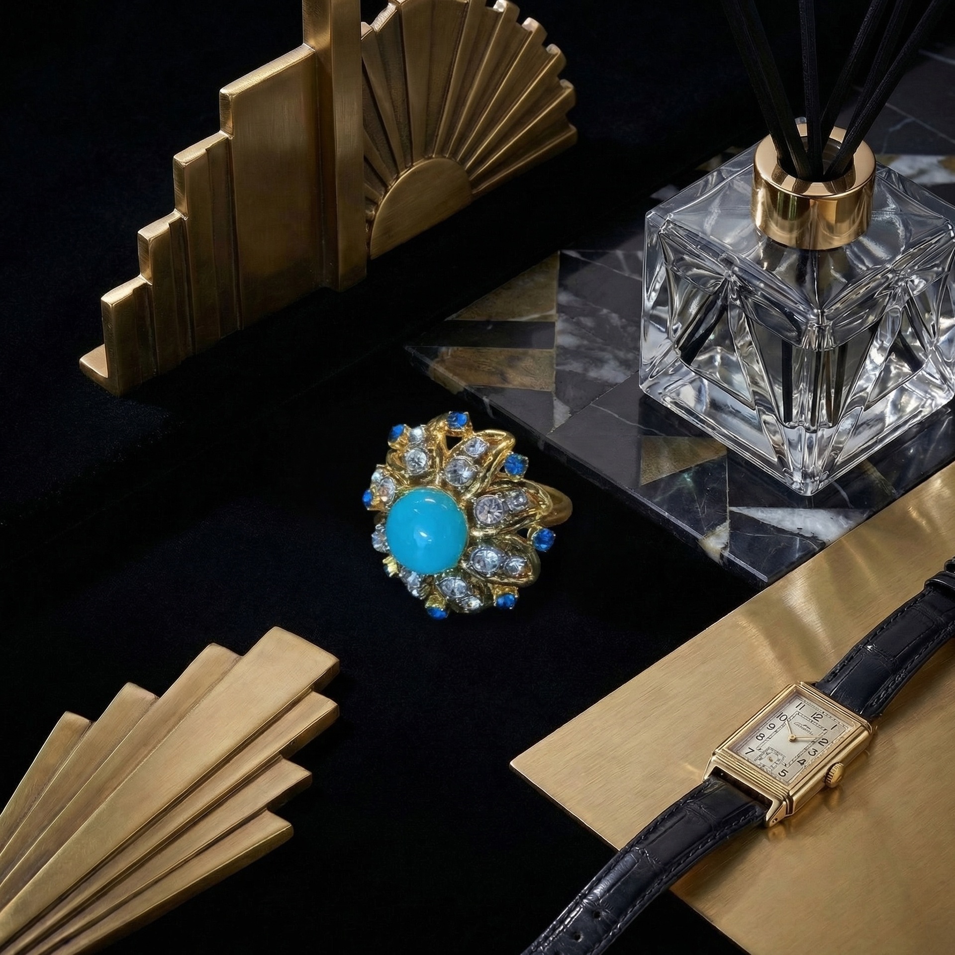Qingdao vintage palace style natural stone sunflower set rhinestone accessories