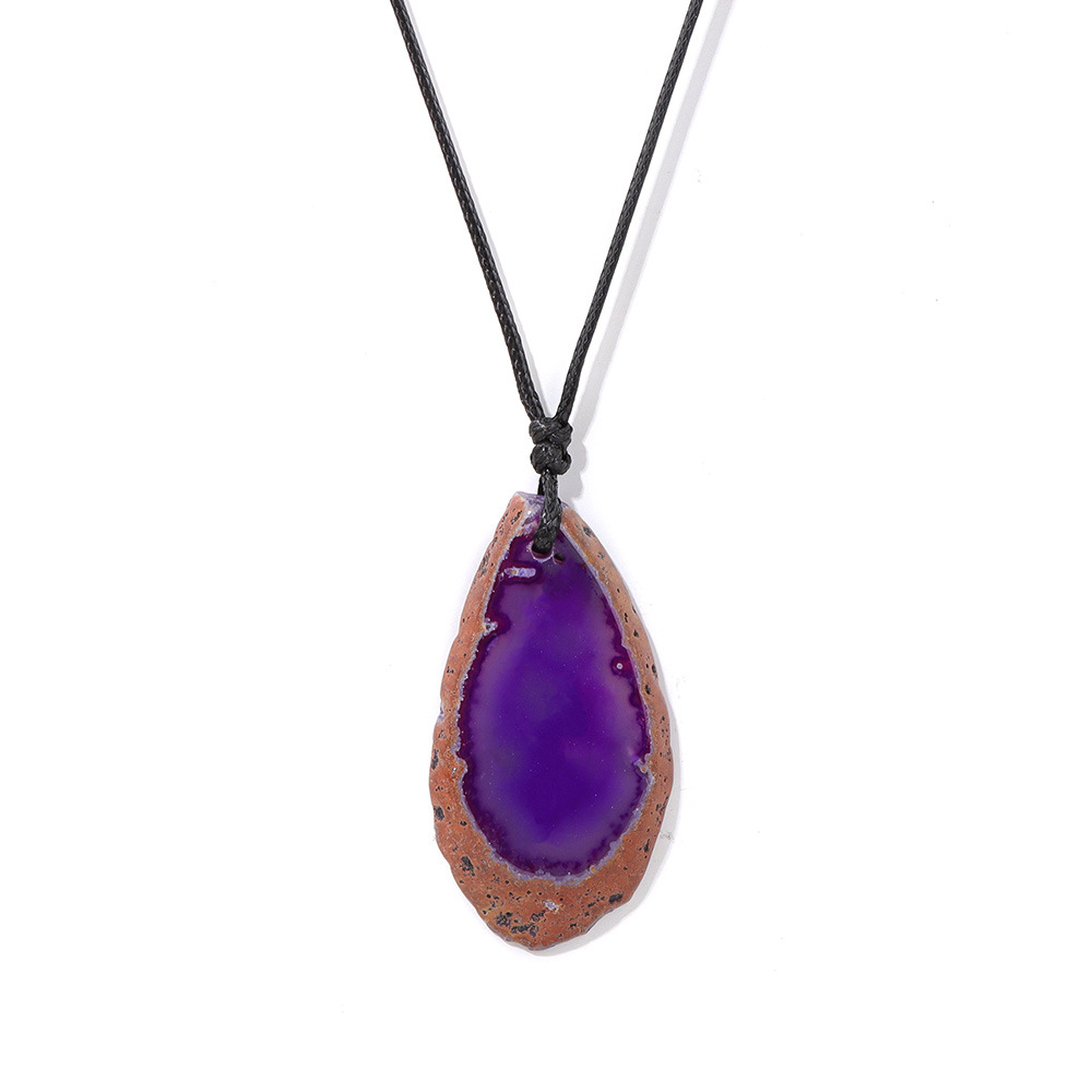 Stone agate slice necklace energy stone irregular shape pendant simple birthstone necklace