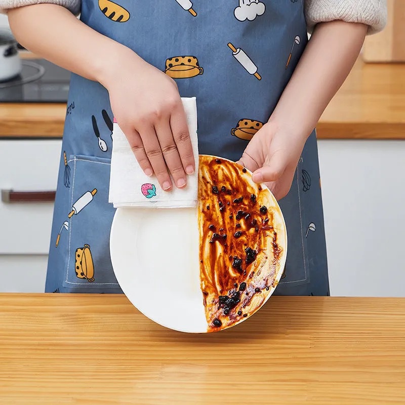 Disposable extra-large roll, dry and wet use dishcloth, thickened non-woven kitchen paper, housework