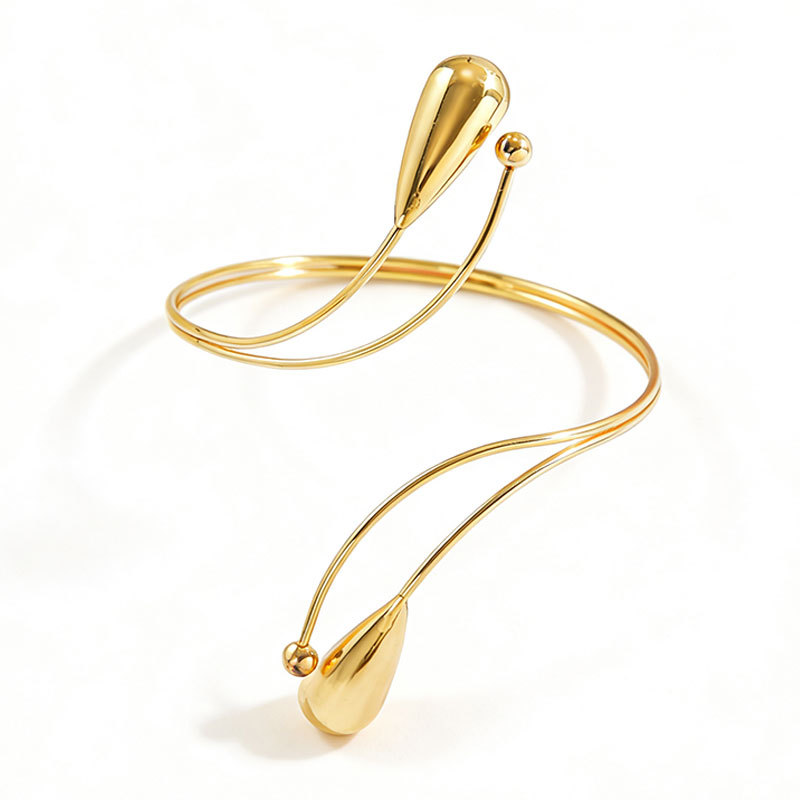 Metal open adjustable drop arm ring exaggerated arm ring female