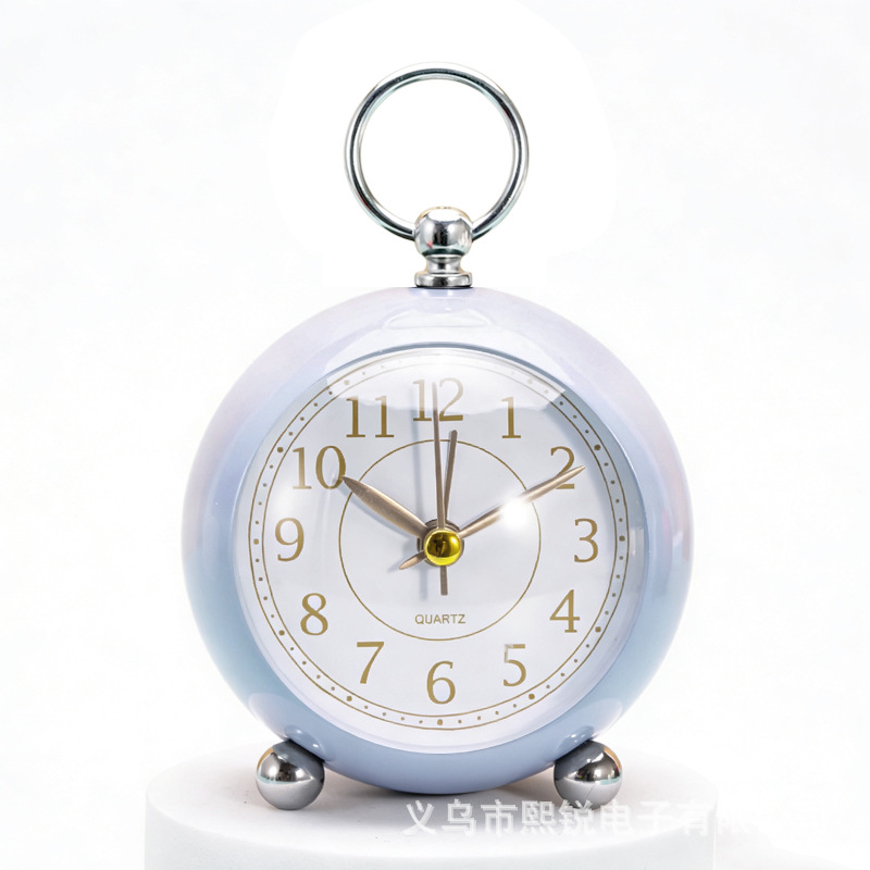 Metal Alarm Clock Dome with Night Light Children Student Desktop Bedside Silent Clock