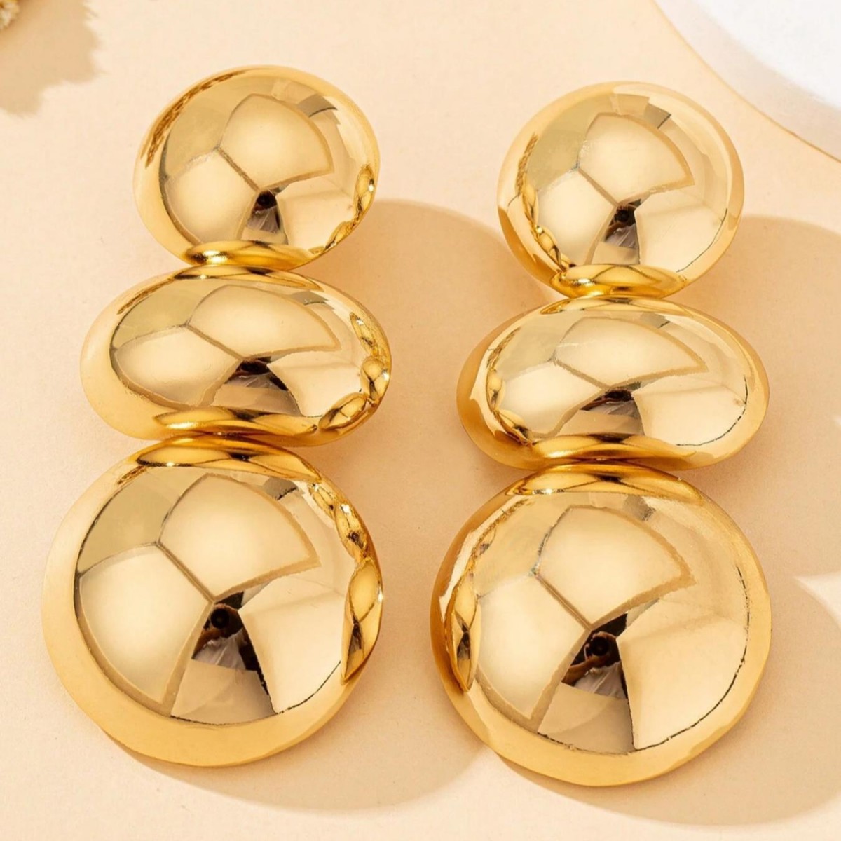 Heavy metal geometric round earrings delicate irregular ear studs