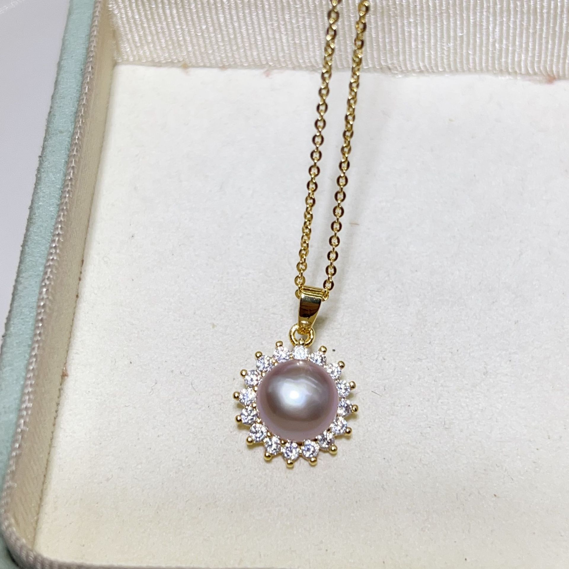 Natural Freshwater Pearl Pendant Necklace Summer Necklace Wrapped 18K Gold