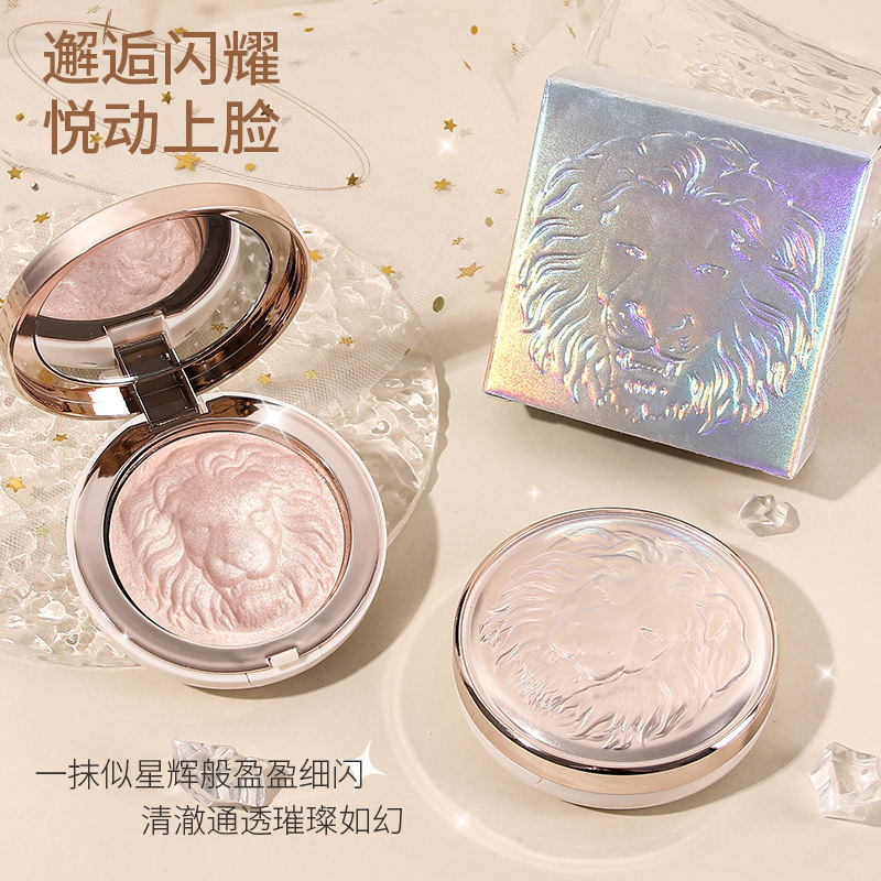 Hua Tangzhu Lion Highlight Powder Brighten Natural 3D Modify Contour Shadow Waterproof Pearl Shimmer Highlight Powder