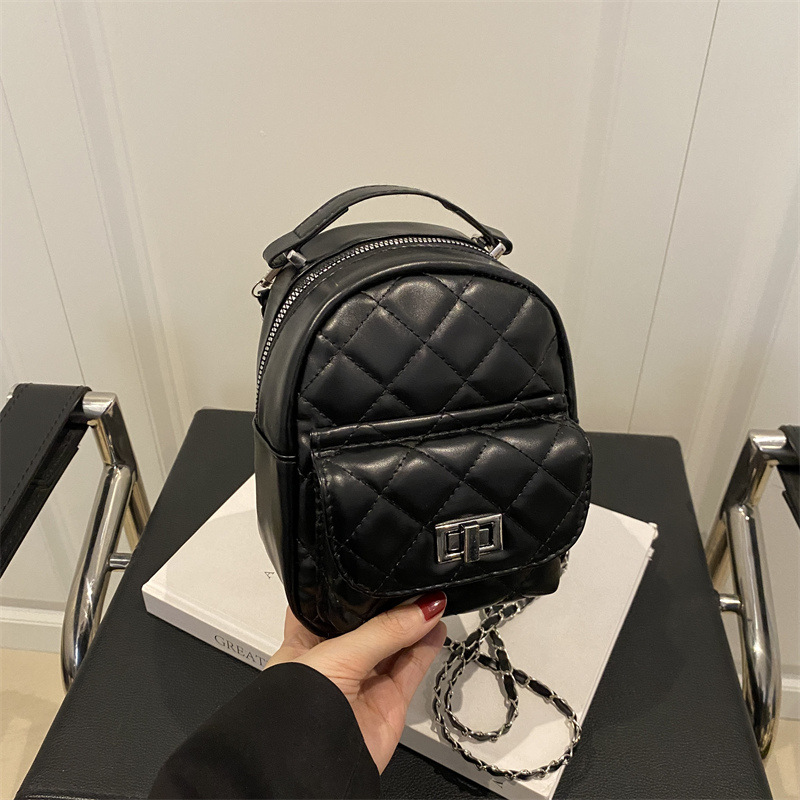 Niche mini backpack women 2026 new diamond grid chain casual multifunctional single shoulder bag