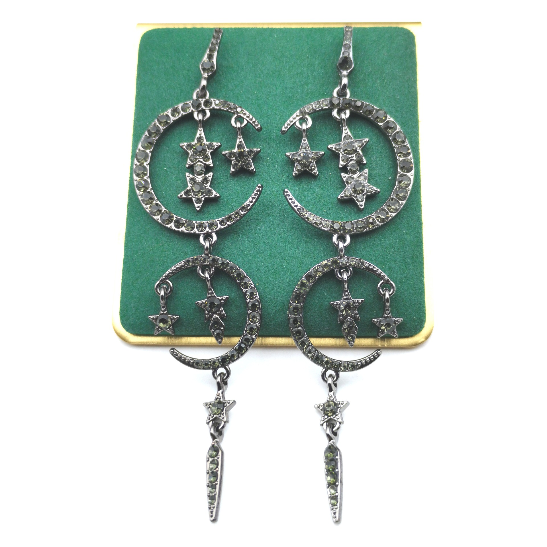 Star moon rhinestone long ear jewelry ear jewelry ship immediately