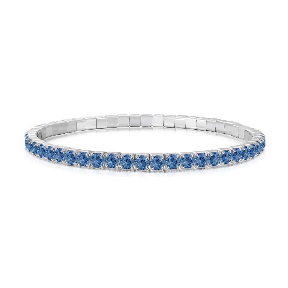 Live S925 sterling silver tennis bracelet for women, colorful zircon elastic rope full diamond banquet hand accessories wholesale