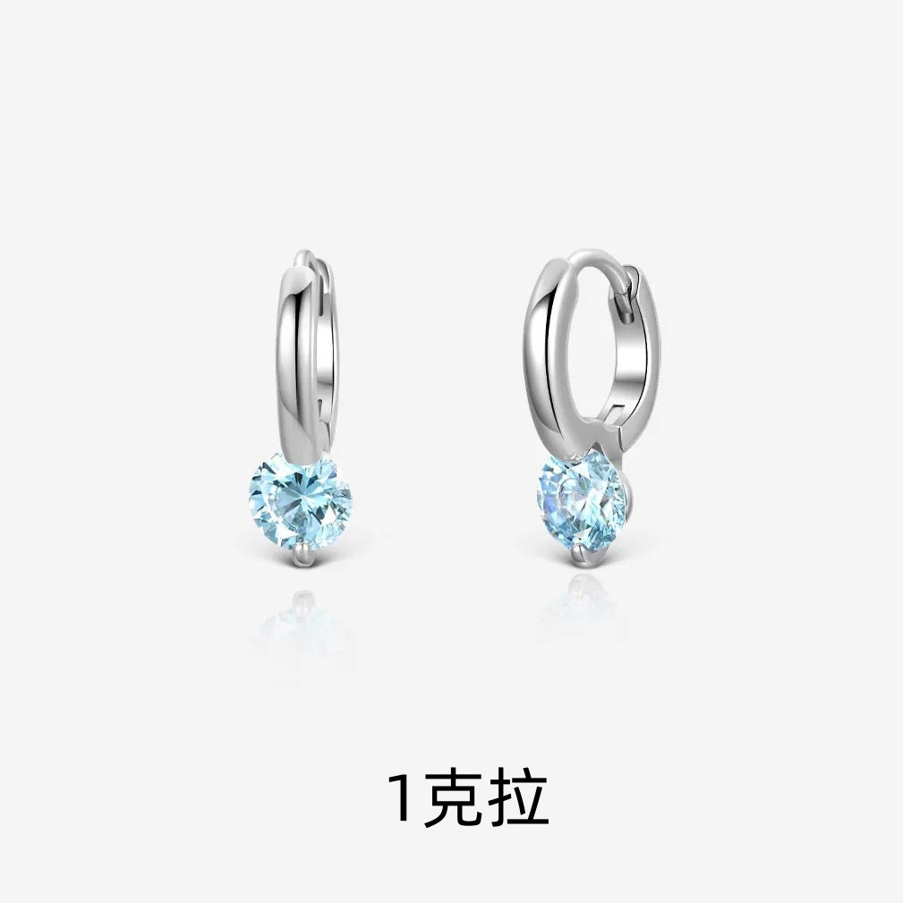 Commute floating灵动 sea blue diamond earrings sparkling zircon ear cuff simple earrings women copper