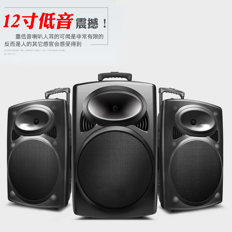 Outdoor Square Dance Audio 12-inch Loud Volume Handheld Portable K Song Bluetooth Speaker Headset Vending