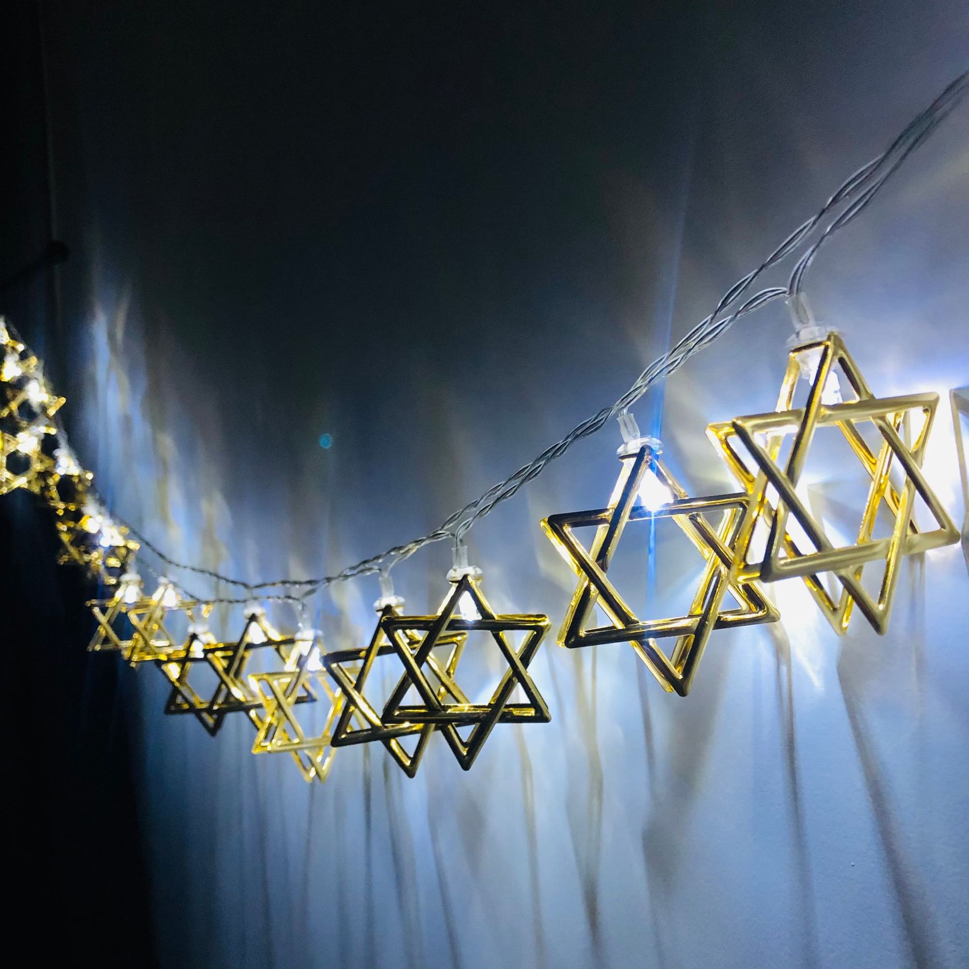 LED Menorah Star of David Light String, Hexagram Star of David Light String, Christmas Hanukkah Decorative Lights