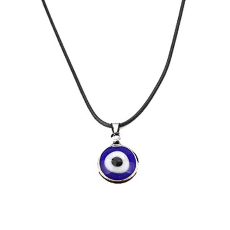 Alloy Evil Eye Pendant Necklace 8mm Round Bead Evil Blue Eye Resin Beaded Bracelet