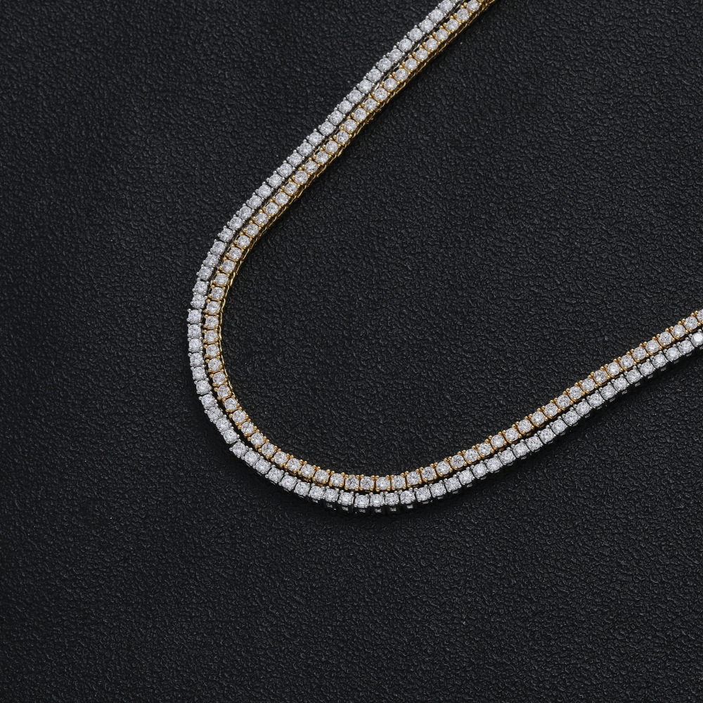 2mm tennis chain copper Tennis Chain copper micro-set zircon single row chain hip-hop necklace