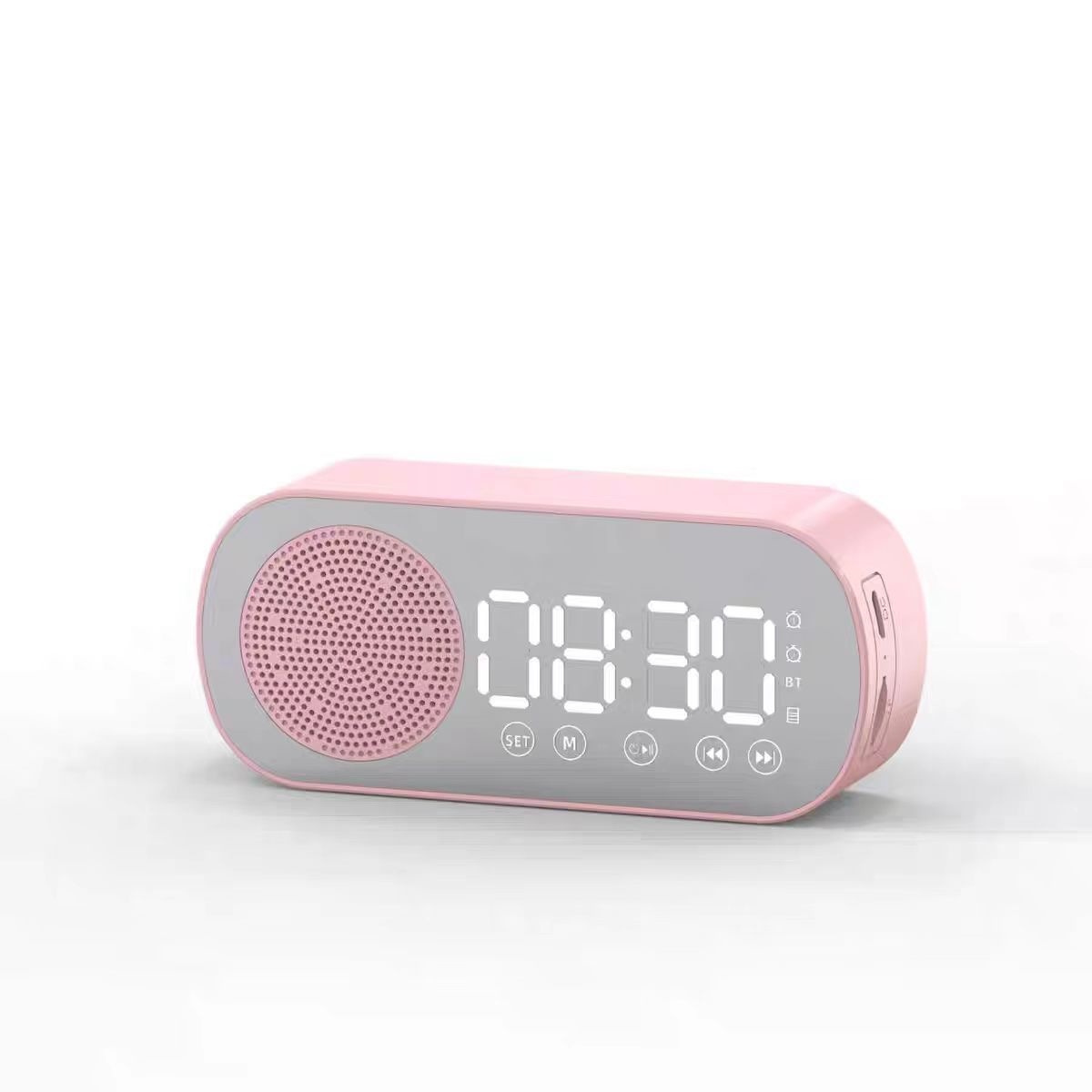 New Mirror Clock Alarm Clock Plug-in Card Bluetooth Speaker Colorful Lights Heavy Bass FM Portable Gift Audio