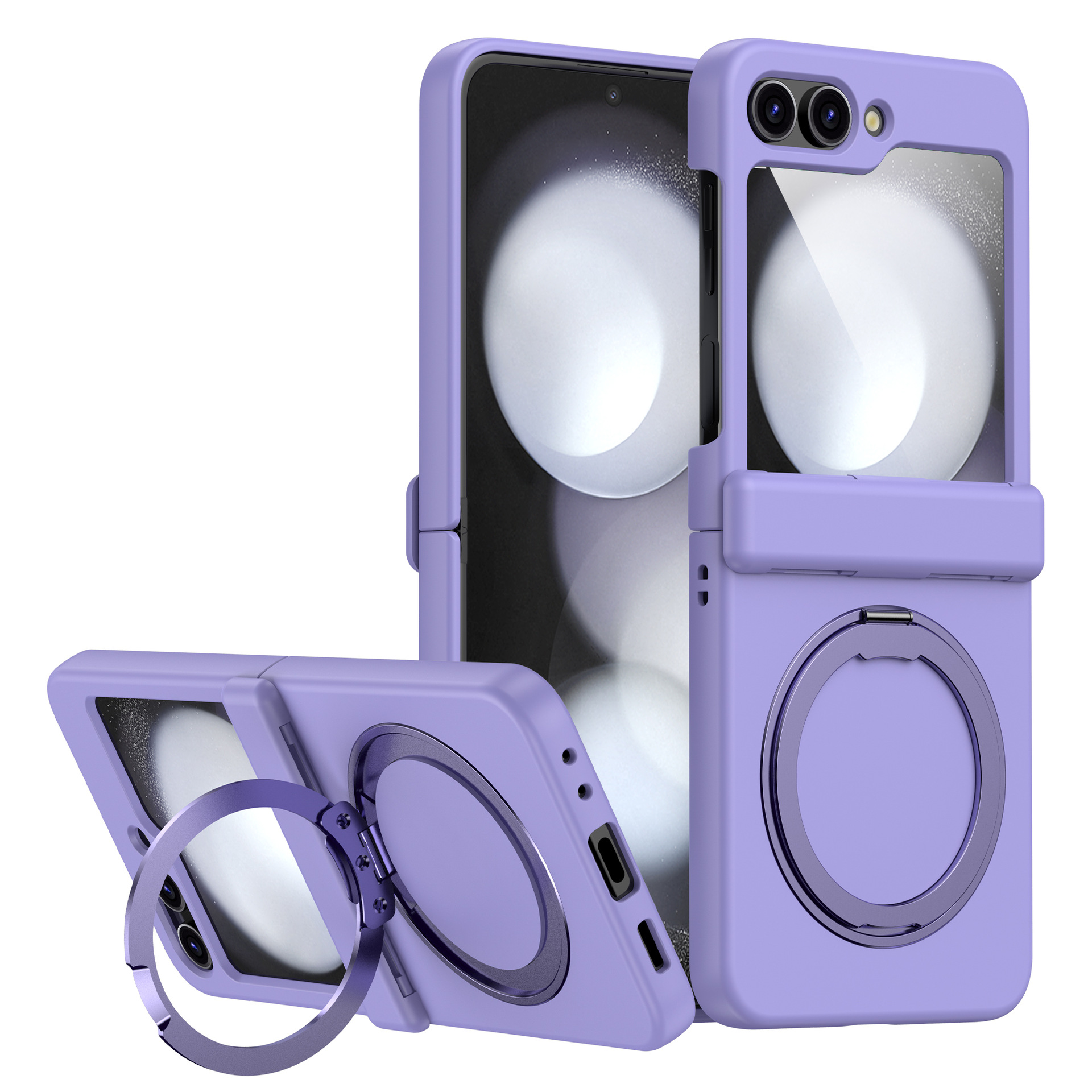 Applicable Samsung Z Flip6/5 Phone Case 360 Rotation Bracket Magnetic Wireless Charging Full Coverage Hinge Anti-Fall