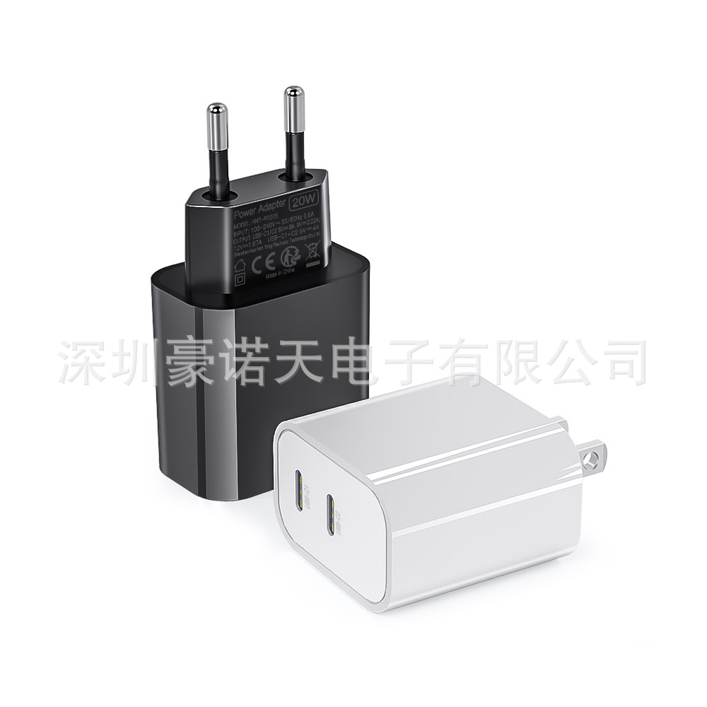 PD40W Charger Dual C Port PD Fast Charging US Charger 20W+20W Dual PD EU Fast Charger